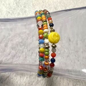 Lot of 3 Multicolored Small Beads Elastic Bracelet